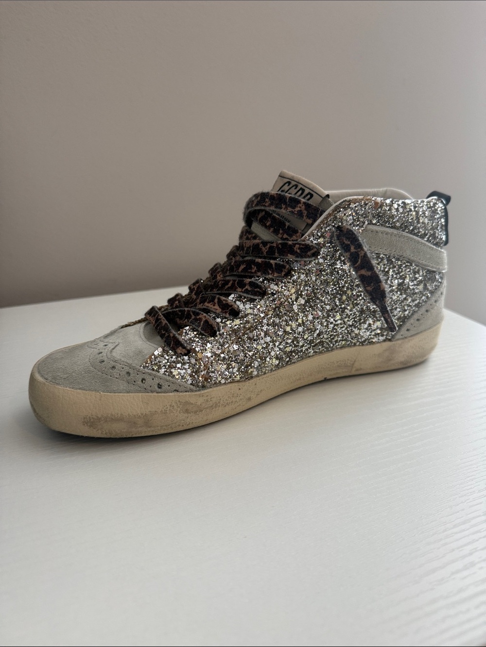 Golden Goose Mid Star Classic Double Wave Sneakers - Platinum Grey Silver Black - Picture 2 of 11